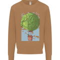 Funny Lettuce Hot Air Balloon Mens Sweatshirt Jumper Caramel Latte