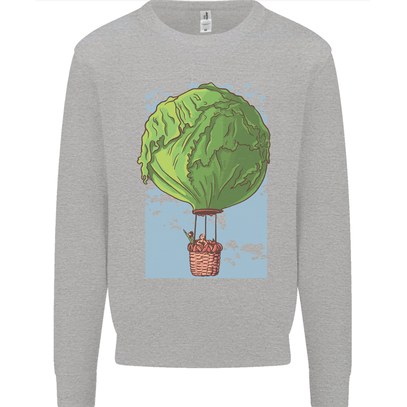 Funny Lettuce Hot Air Balloon Mens Sweatshirt Jumper Sports Grey