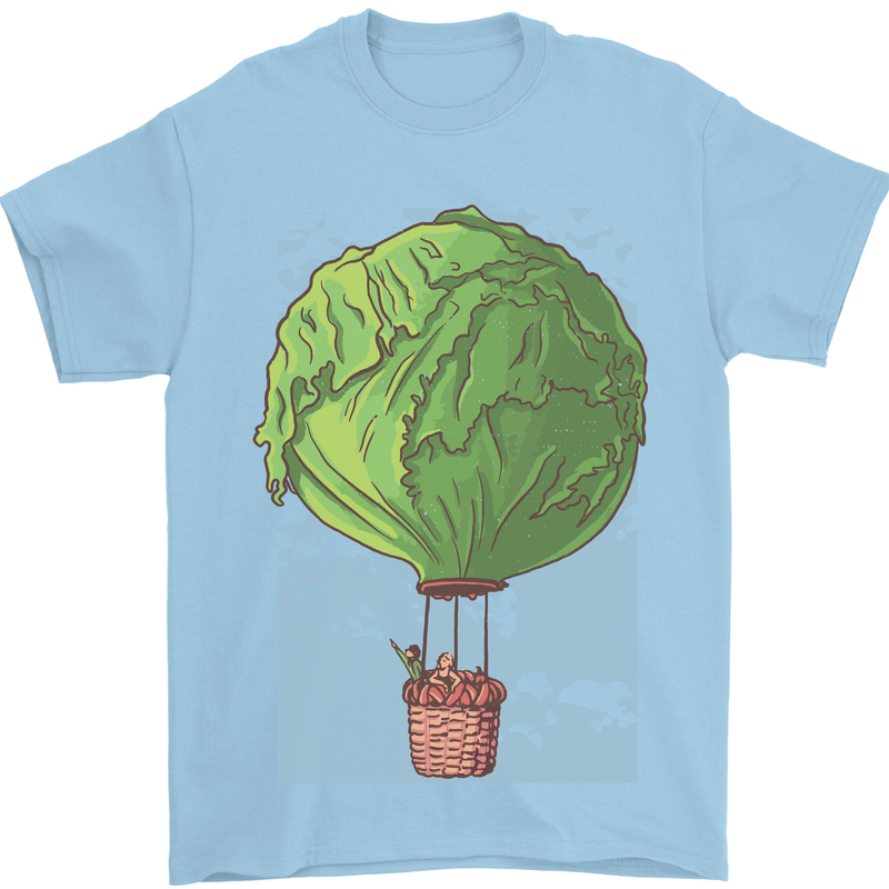Funny Lettuce Hot Air Balloon Mens T-Shirt Cotton Gildan Light Blue
