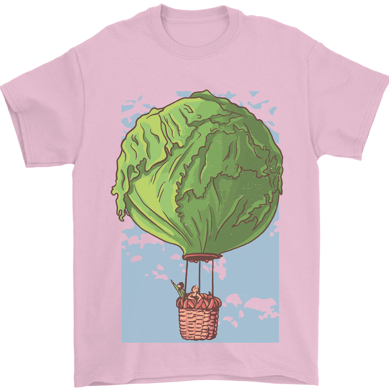 Funny Lettuce Hot Air Balloon Mens T-Shirt Cotton Gildan Light Pink