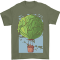 Funny Lettuce Hot Air Balloon Mens T-Shirt Cotton Gildan Military Green