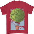 Funny Lettuce Hot Air Balloon Mens T-Shirt Cotton Gildan Red
