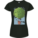 Funny Lettuce Hot Air Balloon Womens Petite Cut T-Shirt Black