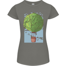 Funny Lettuce Hot Air Balloon Womens Petite Cut T-Shirt Charcoal