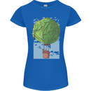 Funny Lettuce Hot Air Balloon Womens Petite Cut T-Shirt Royal Blue