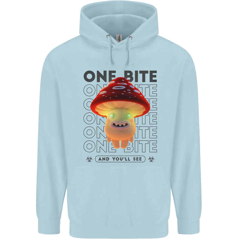 Funny Magic Mushrooms LSD Trippy Childrens Kids Hoodie Light Blue