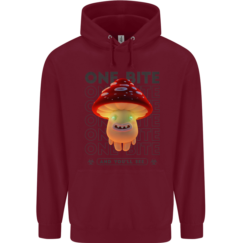 Funny Magic Mushrooms LSD Trippy Childrens Kids Hoodie Maroon