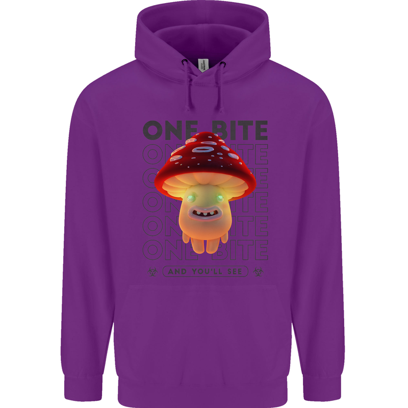 Funny Magic Mushrooms LSD Trippy Childrens Kids Hoodie Purple