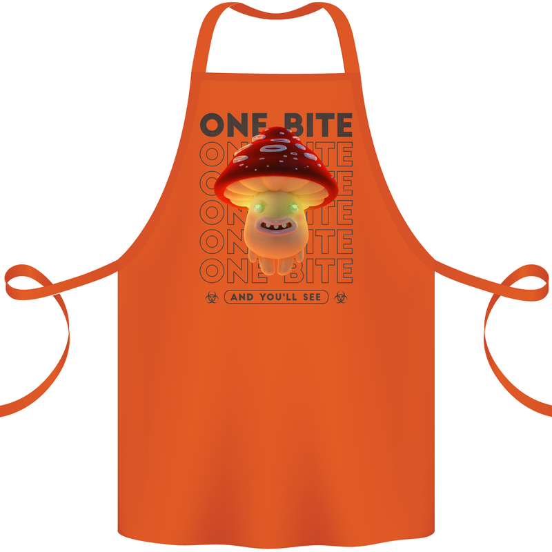 Funny Magic Mushrooms LSD Trippy Cotton Apron 100% Organic Orange