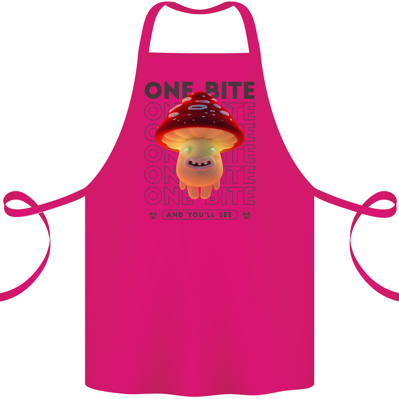 Funny Magic Mushrooms LSD Trippy Cotton Apron 100% Organic Pink
