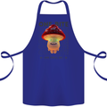 Funny Magic Mushrooms LSD Trippy Cotton Apron 100% Organic Royal Blue
