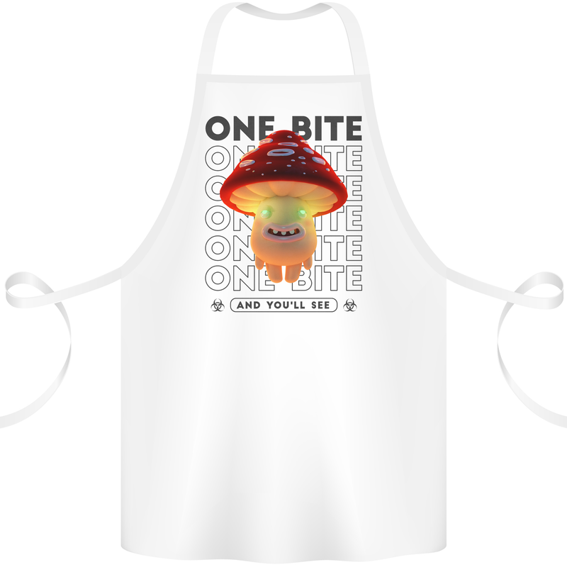 Funny Magic Mushrooms LSD Trippy Cotton Apron 100% Organic White