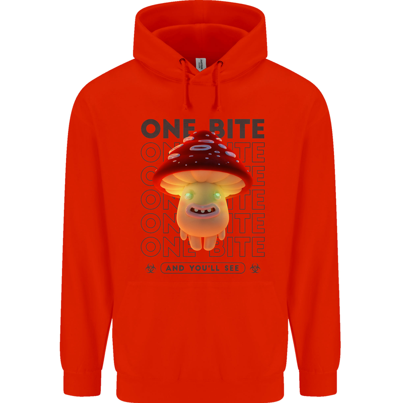 Funny Magic Mushrooms LSD Trippy Mens 80% Cotton Hoodie Bright Red