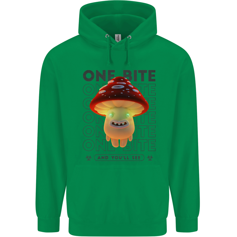 Funny Magic Mushrooms LSD Trippy Mens 80% Cotton Hoodie Irish Green