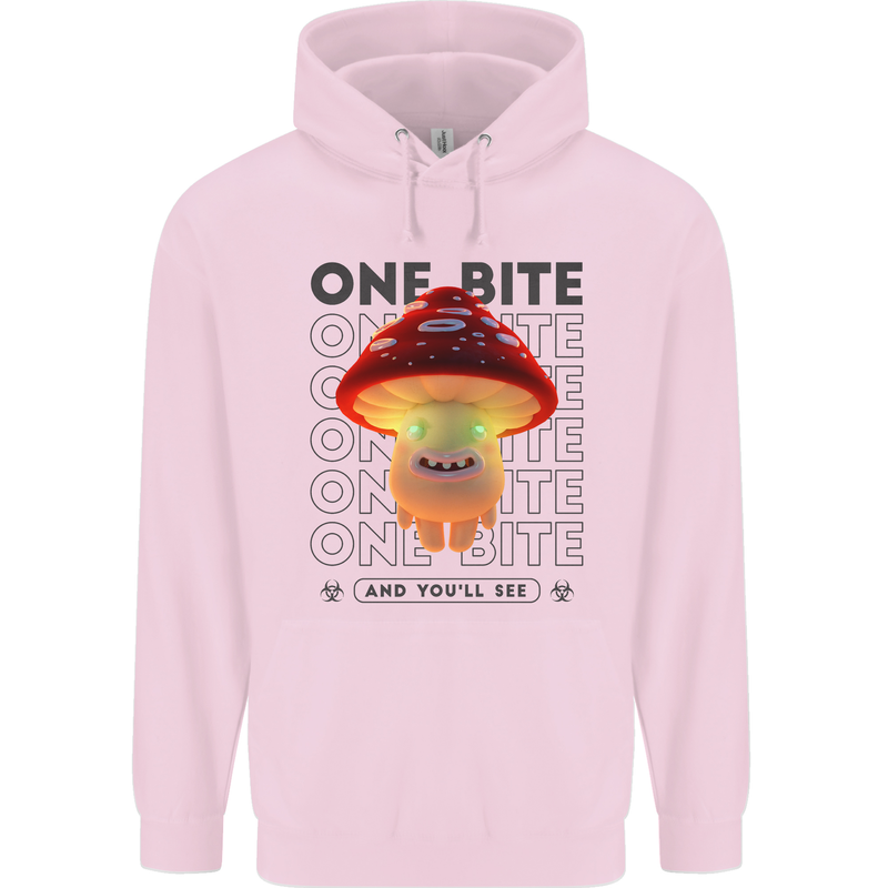 Funny Magic Mushrooms LSD Trippy Mens 80% Cotton Hoodie Light Pink