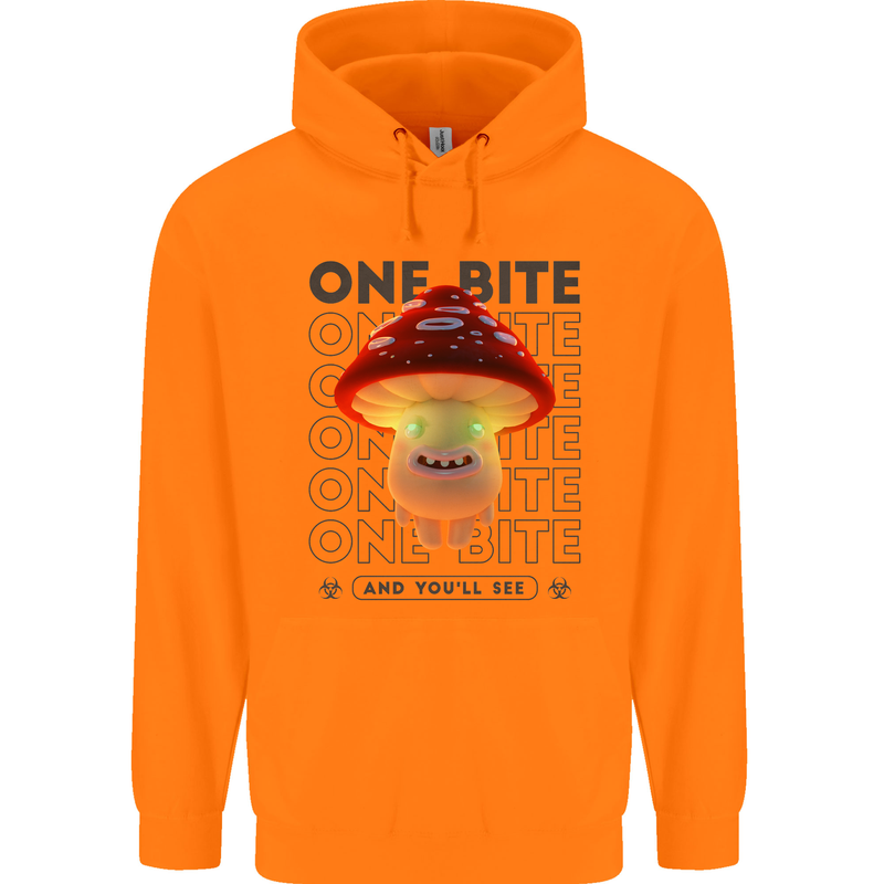 Funny Magic Mushrooms LSD Trippy Mens 80% Cotton Hoodie Orange