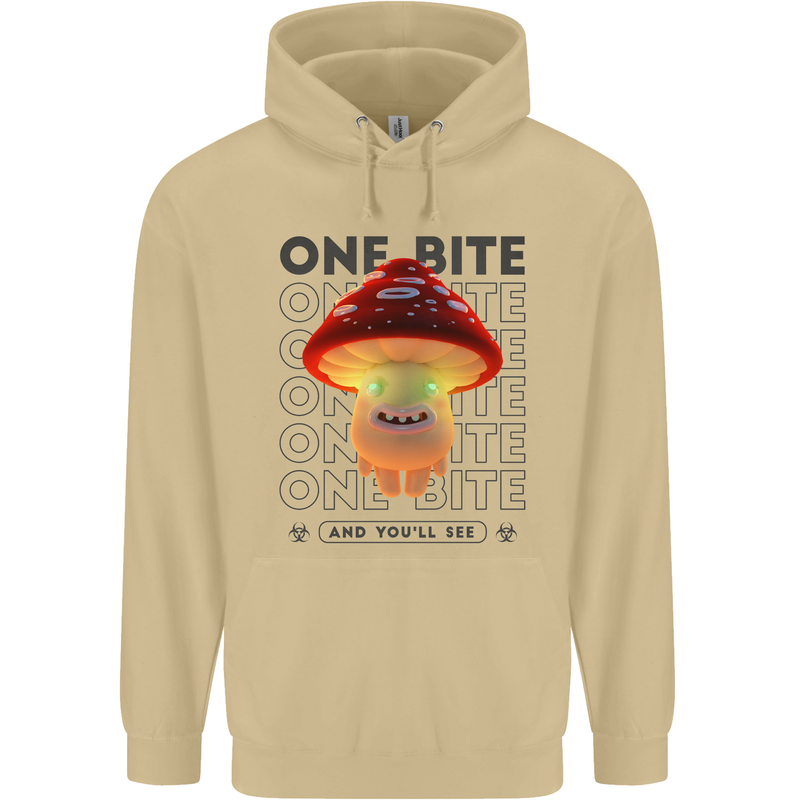 Funny Magic Mushrooms LSD Trippy Mens 80% Cotton Hoodie Sand