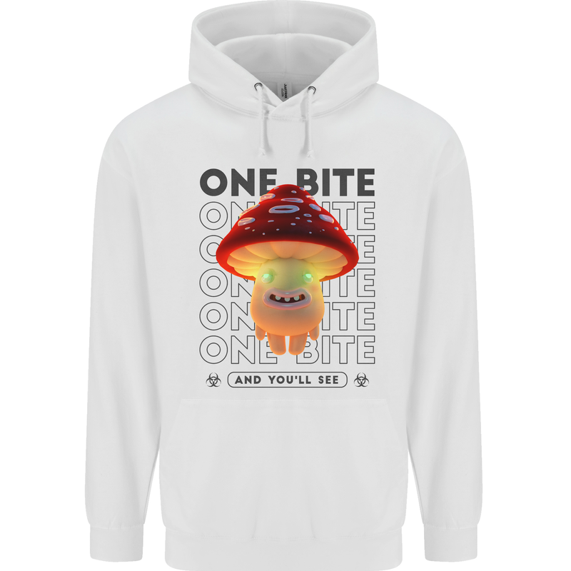 Funny Magic Mushrooms LSD Trippy Mens 80% Cotton Hoodie White
