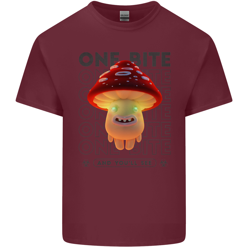 Funny Magic Mushrooms LSD Trippy Mens Cotton T-Shirt Tee Top Maroon