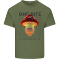 Funny Magic Mushrooms LSD Trippy Mens Cotton T-Shirt Tee Top Military Green