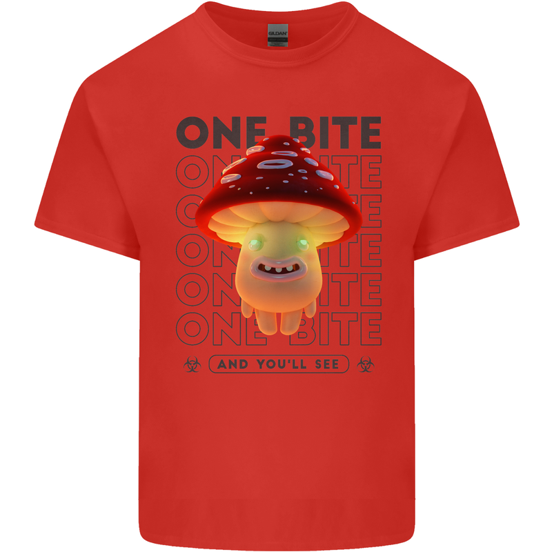 Funny Magic Mushrooms LSD Trippy Mens Cotton T-Shirt Tee Top Red