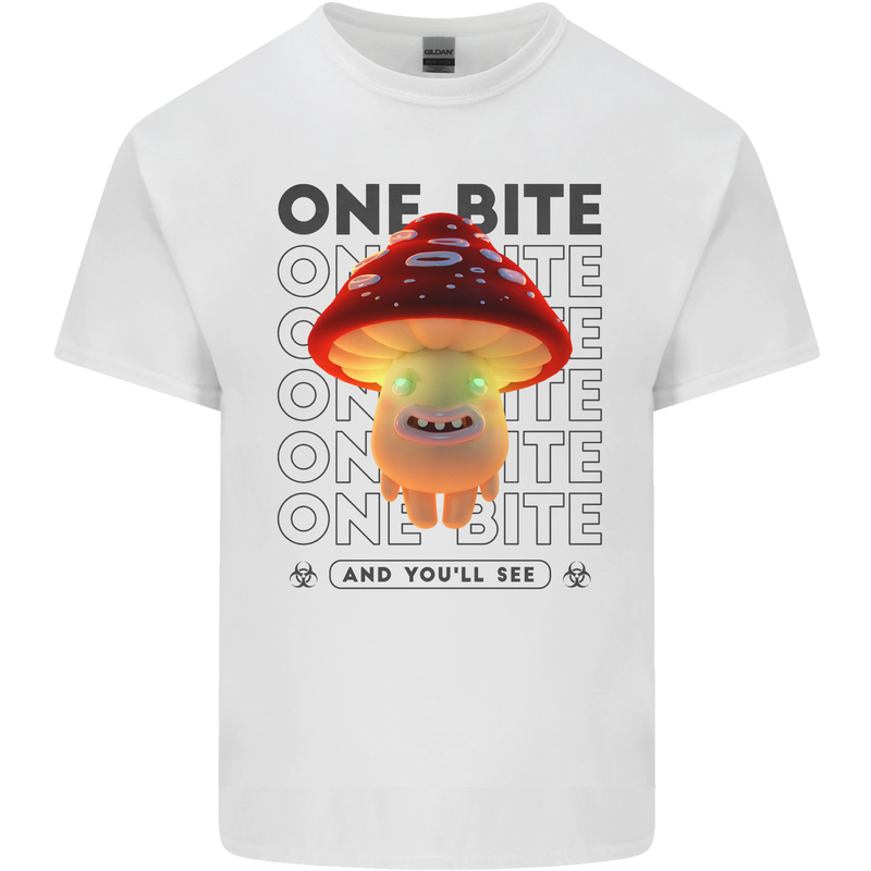 Funny Magic Mushrooms LSD Trippy Mens Cotton T-Shirt Tee Top White