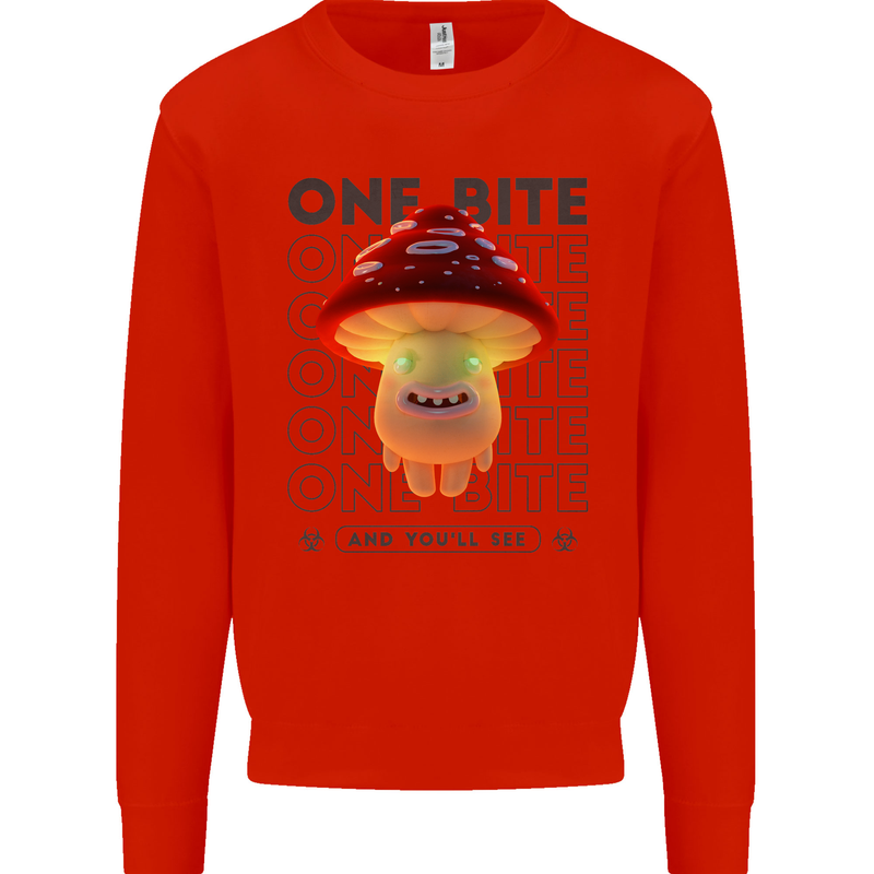 Funny Magic Mushrooms LSD Trippy Mens Sweatshirt Jumper Bright Red
