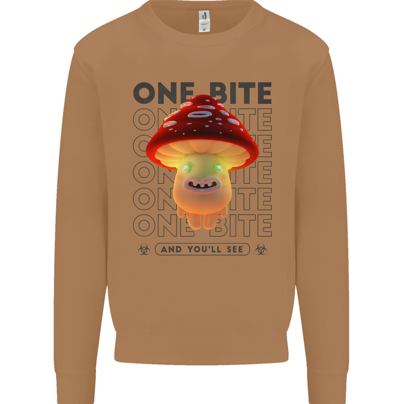 Funny Magic Mushrooms LSD Trippy Mens Sweatshirt Jumper Caramel Latte