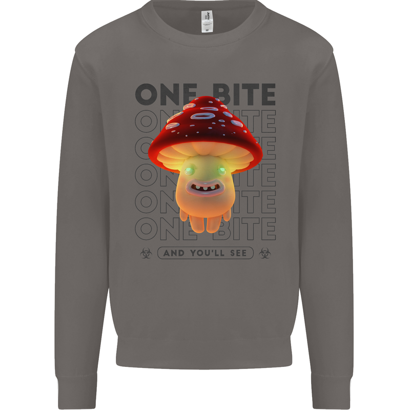Funny Magic Mushrooms LSD Trippy Mens Sweatshirt Jumper Charcoal