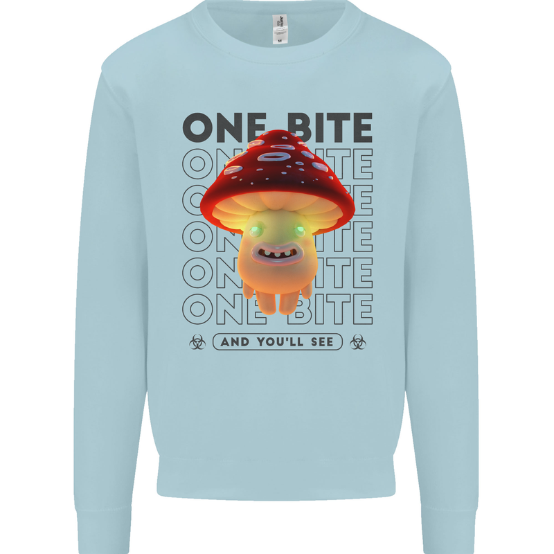 Funny Magic Mushrooms LSD Trippy Mens Sweatshirt Jumper Light Blue