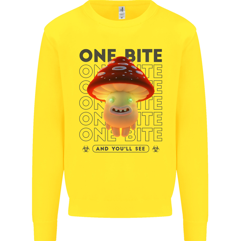 Funny Magic Mushrooms LSD Trippy Mens Sweatshirt Jumper Yellow