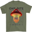 Funny Magic Mushrooms LSD Trippy Mens T-Shirt 100% Cotton Military Green