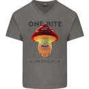 Funny Magic Mushrooms LSD Trippy Mens V-Neck Cotton T-Shirt Charcoal
