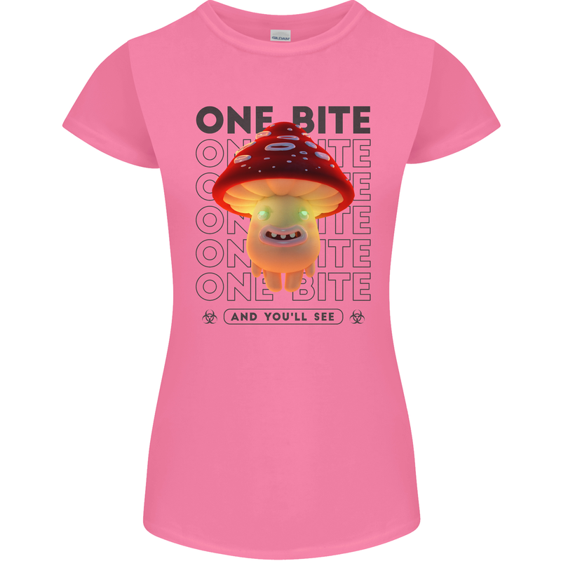 Funny Magic Mushrooms LSD Trippy Womens Petite Cut T-Shirt Azalea