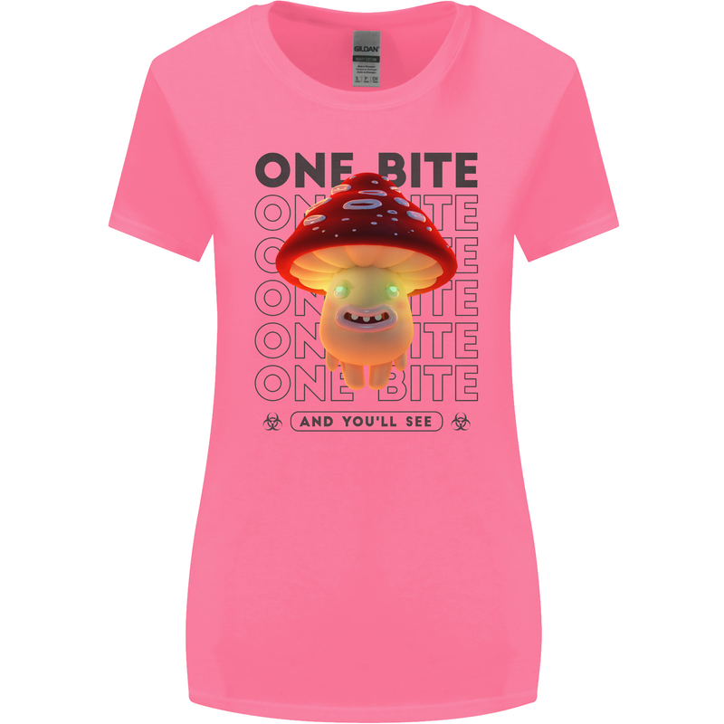 Funny Magic Mushrooms LSD Trippy Womens Wider Cut T-Shirt Azalea