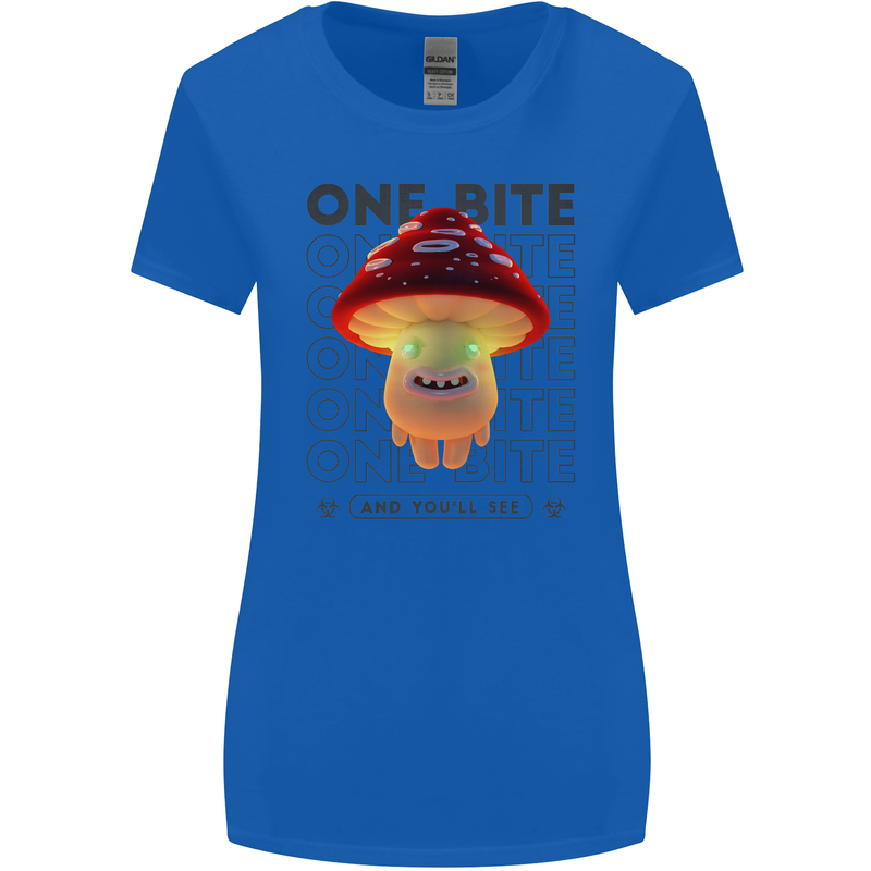 Funny Magic Mushrooms LSD Trippy Womens Wider Cut T-Shirt Royal Blue