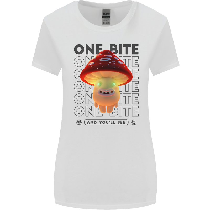 Funny Magic Mushrooms LSD Trippy Womens Wider Cut T-Shirt White
