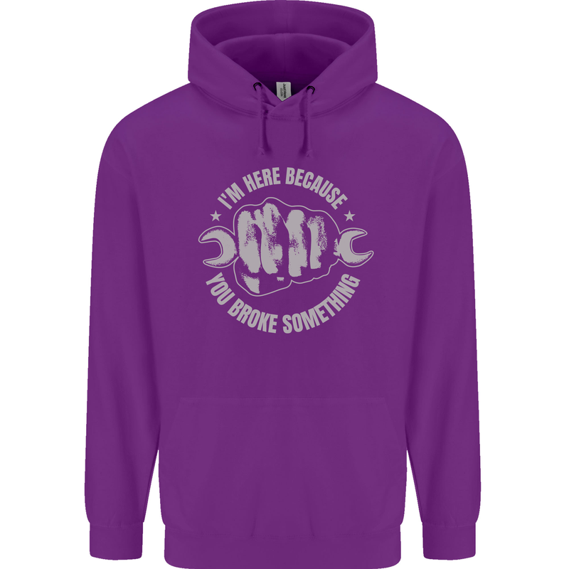 Funny Mechanic You Broke Something Mens 80% Cotton Hoodie Purple
