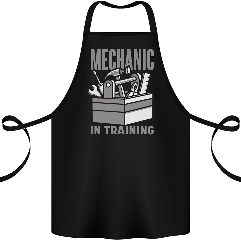 Funny Mechanic in Training Cotton Apron 100% Organic Black