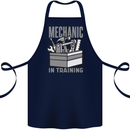 Funny Mechanic in Training Cotton Apron 100% Organic Navy Blue