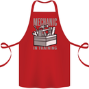 Funny Mechanic in Training Cotton Apron 100% Organic Red