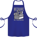Funny Mechanic in Training Cotton Apron 100% Organic Royal Blue