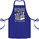Funny Mechanic in Training Cotton Apron 100% Organic Royal Blue