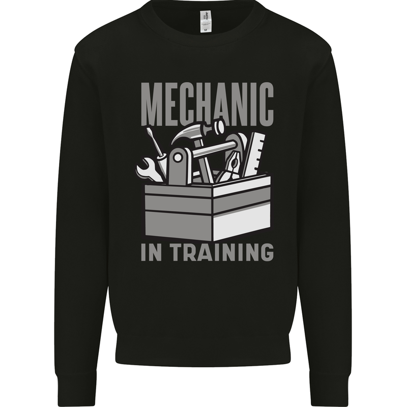 Funny Mechanic in Training Kids Sweatshirt Jumper Black