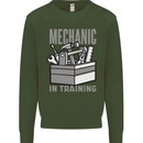 Funny Mechanic in Training Kids Sweatshirt Jumper Forest Green