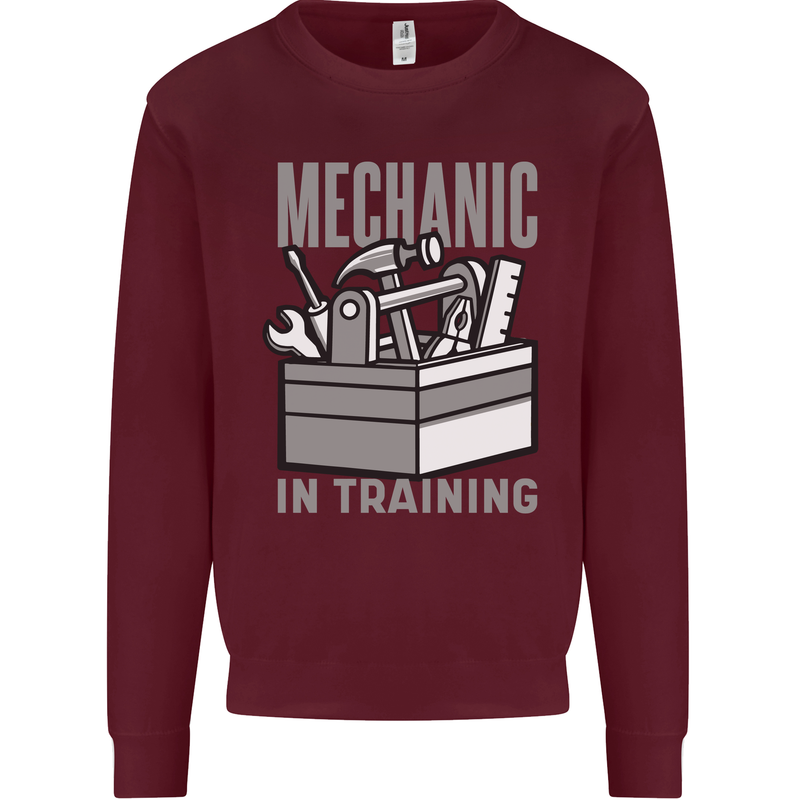 Funny Mechanic in Training Kids Sweatshirt Jumper Maroon
