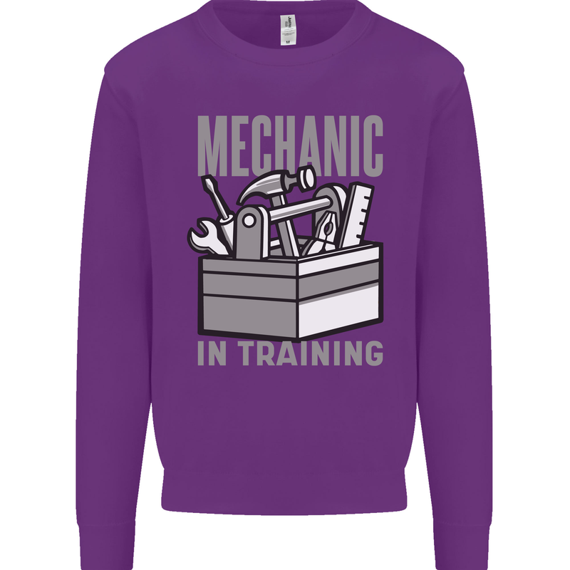 Funny Mechanic in Training Kids Sweatshirt Jumper Purple
