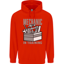 Funny Mechanic in Training Mens 80% Cotton Hoodie Bright Red