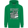 Funny Mechanic in Training Mens 80% Cotton Hoodie Irish Green
