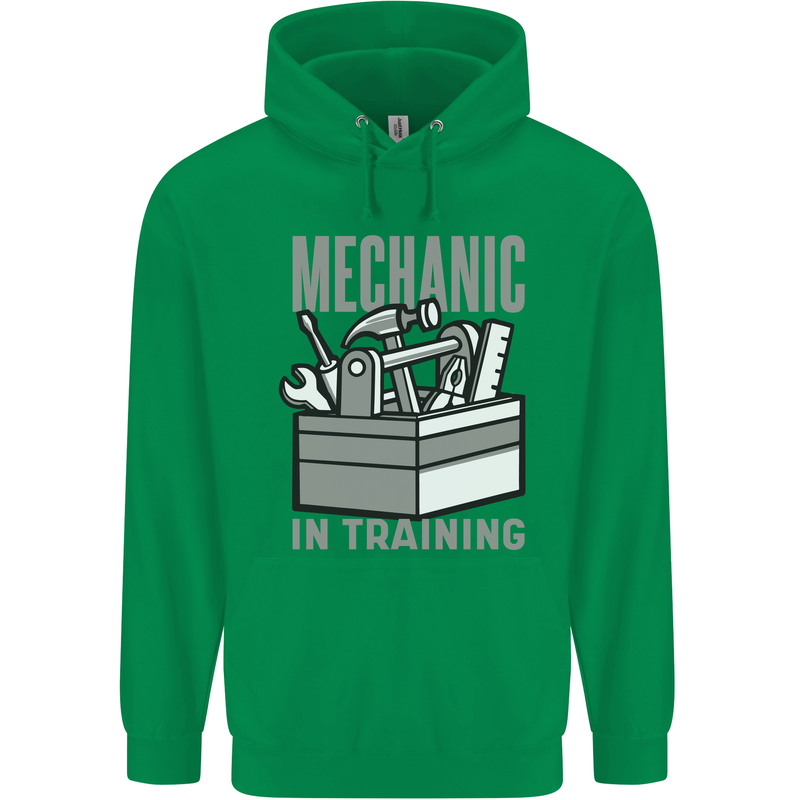 Funny Mechanic in Training Mens 80% Cotton Hoodie Irish Green